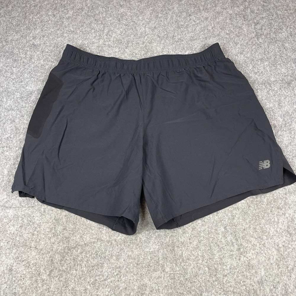 New Balance Shorts Mens 2XL Black NB Dry Running Nylon Drawstring Pockets